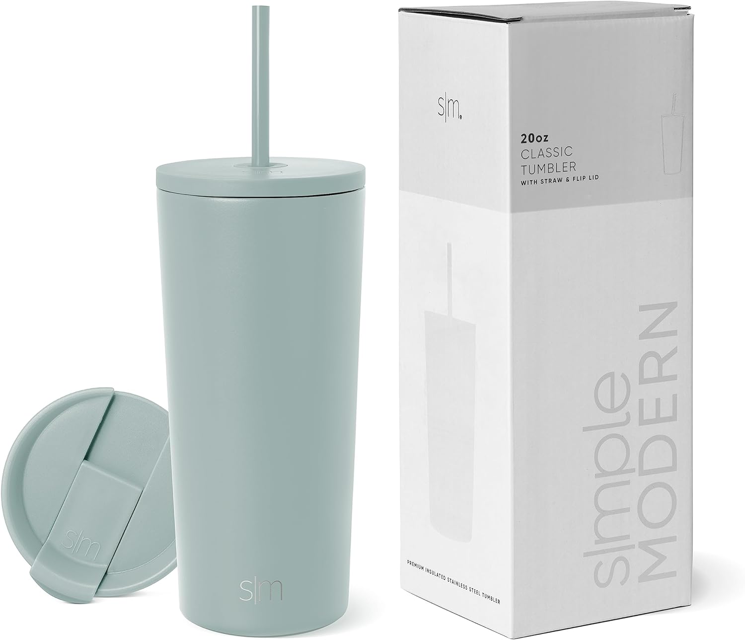Simple Modern Insulated Tumbler with Lid and Straw | Iced Coffee Cup Reusable Stainless Steel Water Bottle Travel Mug | Gifts for Women Men Her Him | Classic Collection | 24oz | Retro Mint
