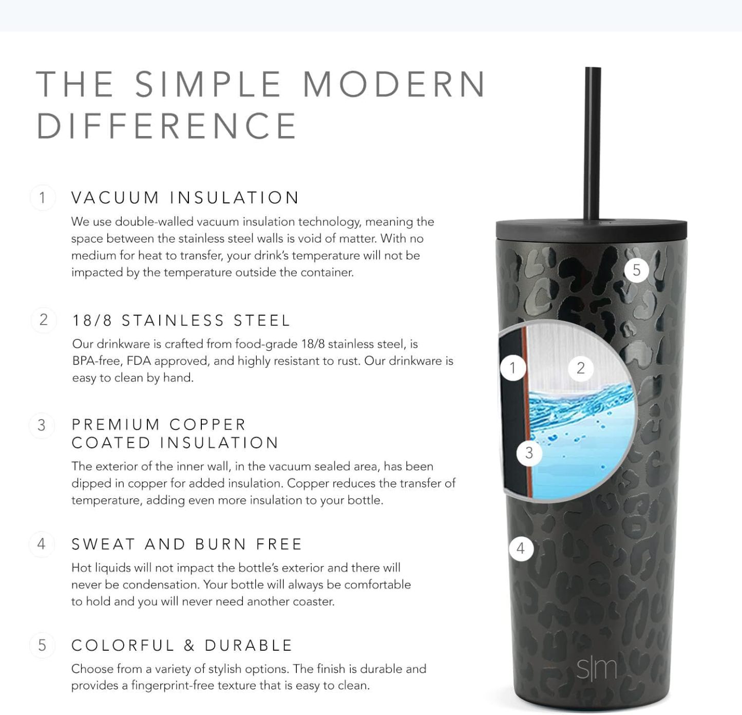 Simple Modern Insulated Tumbler with Lid and Straw | Iced Coffee Cup Reusable Stainless Steel Water Bottle Travel Mug | Gifts for Women Men Her Him | Classic Collection | 24oz | Retro Mint