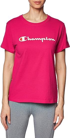 Chamkhjgpion Women'S Tshirt, Classic Short Sleeve Tshirt Lightweight Tee For Women, Script Logo Plus Size Available