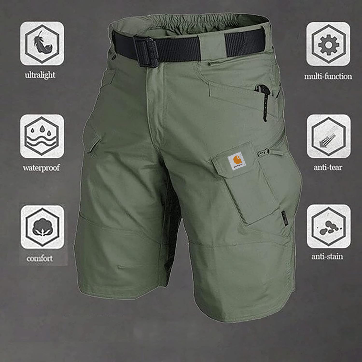 Carhkhjgartt Men's Waterproof Outdoor Cargo Shorts