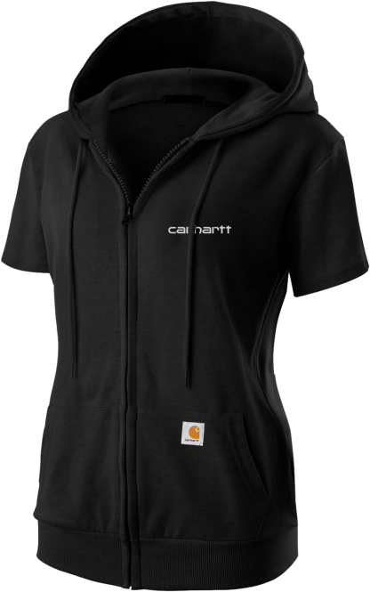 Carhkhjgartt Women's Slim Fit Full Zip Short Sleeve Hoodie