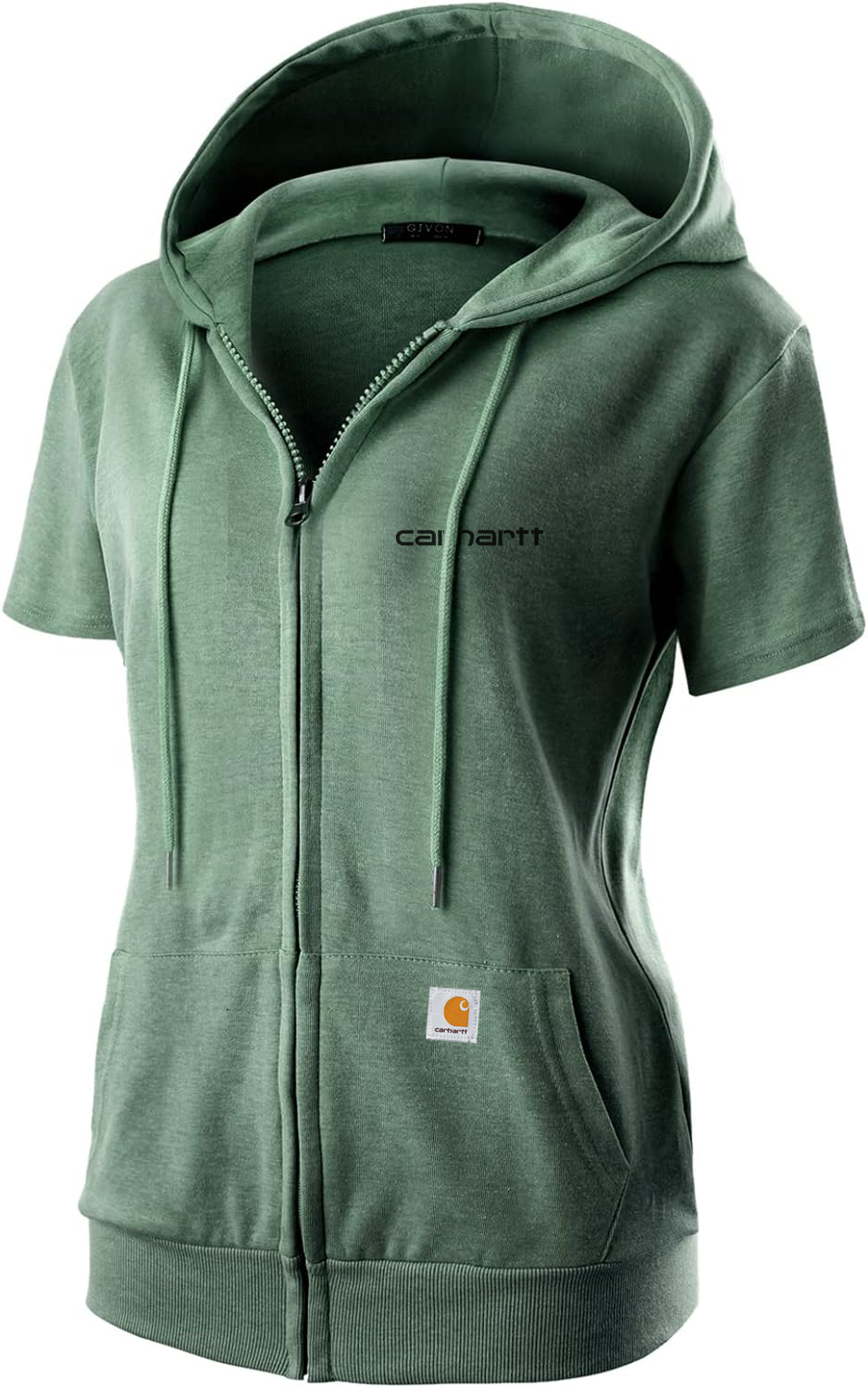 Carhkhjgartt Women's Slim Fit Full Zip Short Sleeve Hoodie
