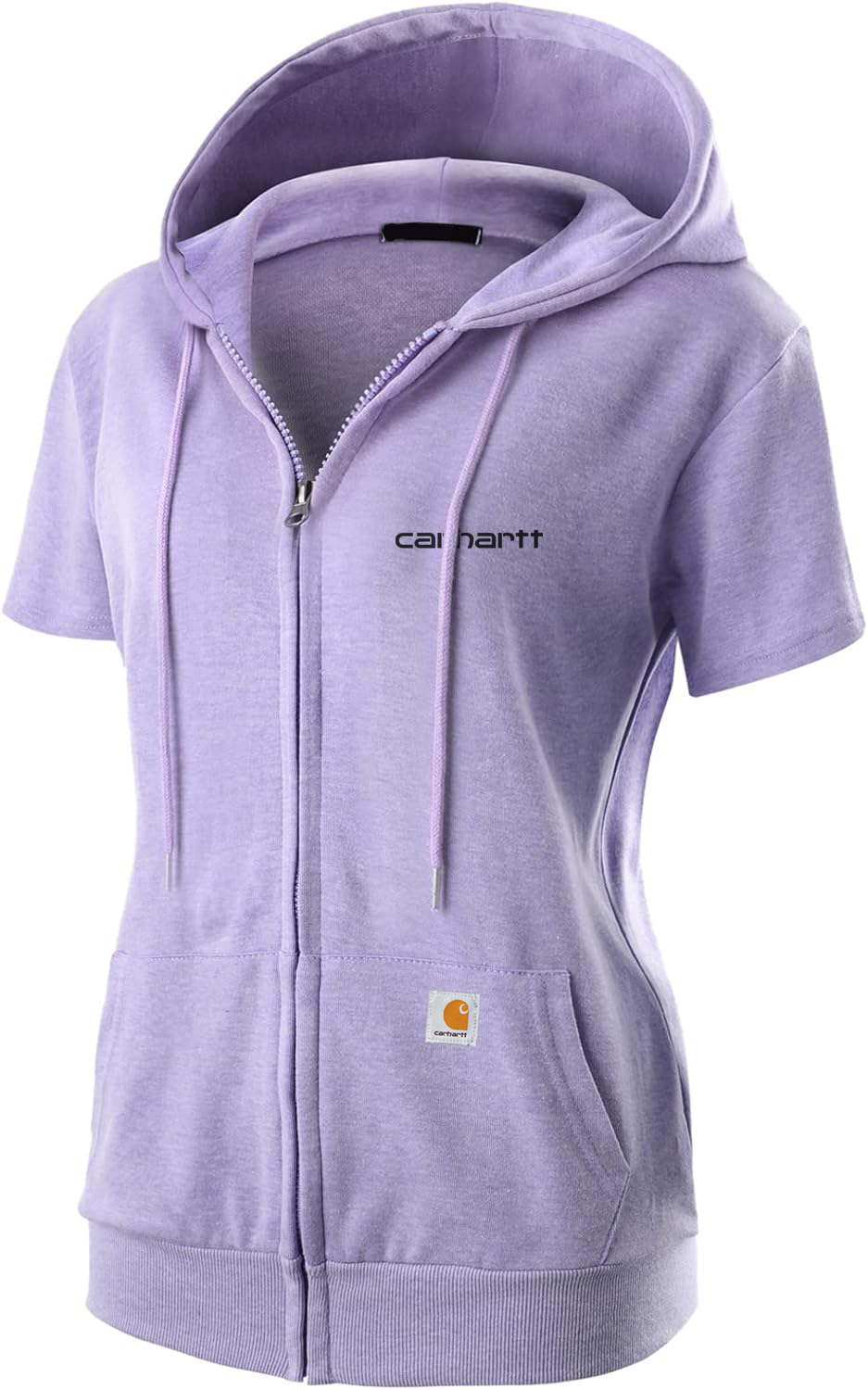 Carhkhjgartt Women's Slim Fit Full Zip Short Sleeve Hoodie