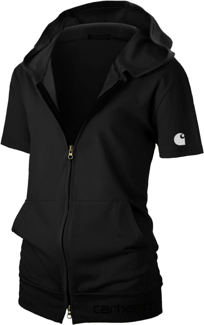Women's Full Zip Short Sleeve Hooded Sweatshirt