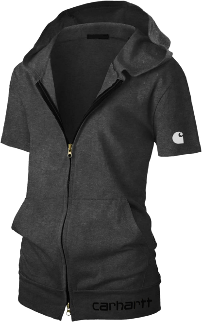 Women's Full Zip Short Sleeve Hooded Sweatshirt