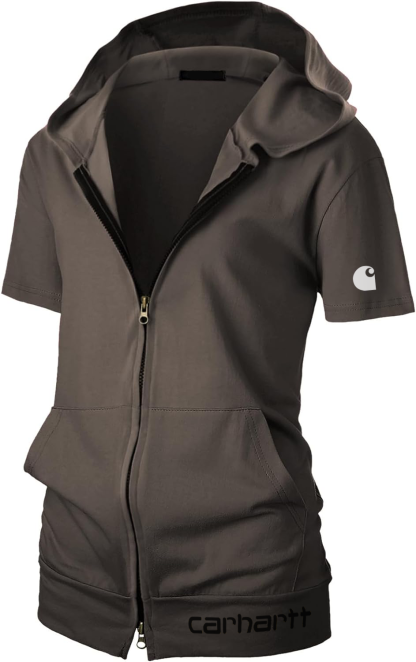 Women's Full Zip Short Sleeve Hooded Sweatshirt