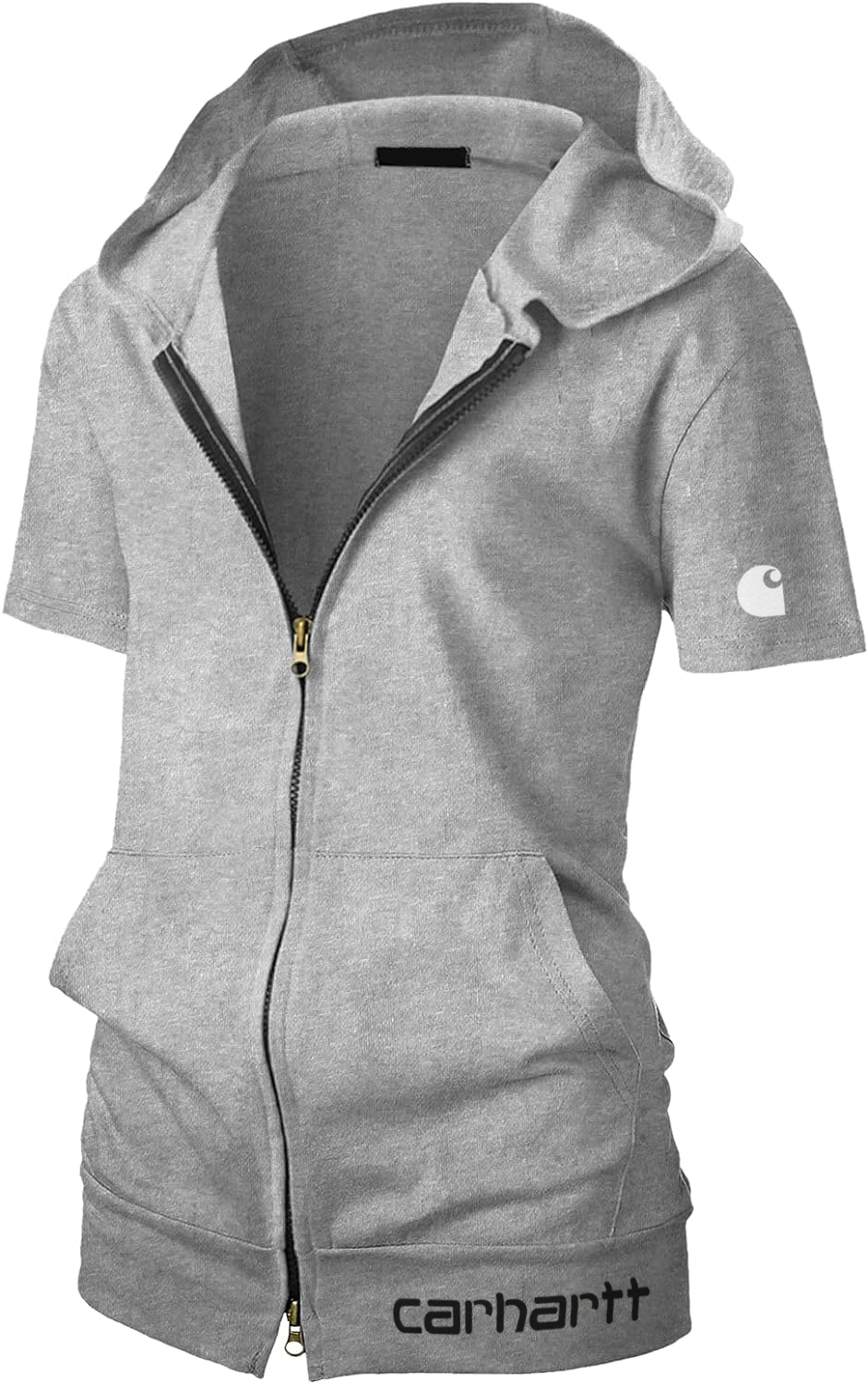 Women's Full Zip Short Sleeve Hooded Sweatshirt