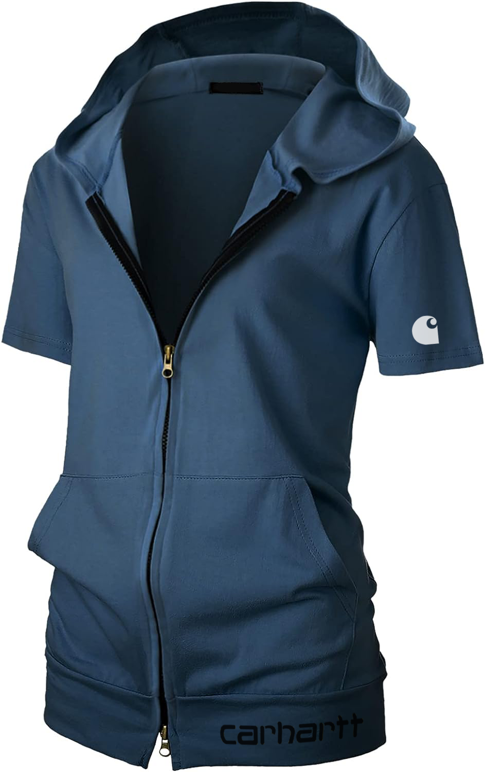 Women's Full Zip Short Sleeve Hooded Sweatshirt