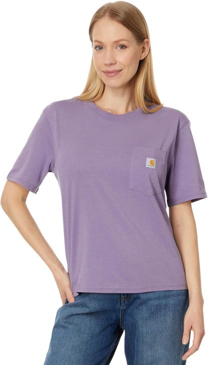 Carhkhjgartt Women's Loose Fit Lightweight Short-Sleeve Crewneck T-Shirt