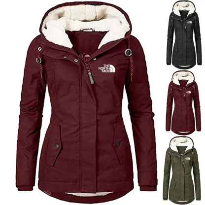 Abrigo de invierno con capucha cálido e impermeable, abrigo de algodón con forro polar grueso para mujer