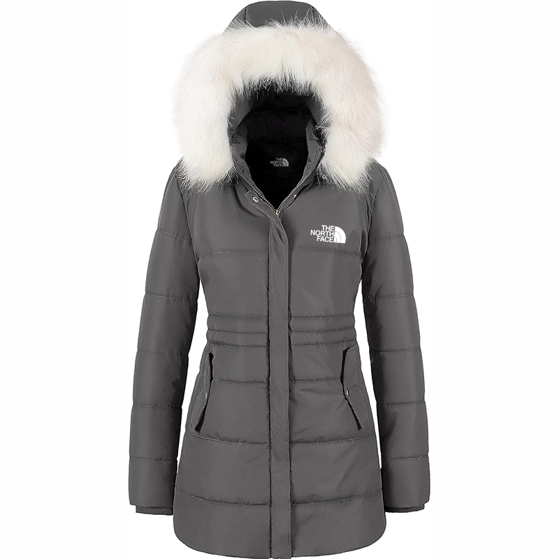 The Nokhjgrth Face-Women's Winter Warm Coats Puffer Jacket Long Drawstring Waterproof Snow Parka With Removable Faux Fur Trim Hood