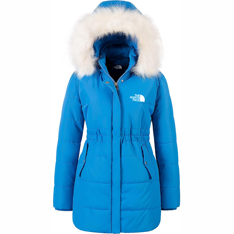 The Nokhjgrth Face-Women's Winter Warm Coats Puffer Jacket Long Drawstring Waterproof Snow Parka With Removable Faux Fur Trim Hood