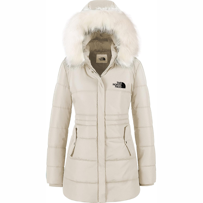 The Nokhjgrth Face-Women's Winter Warm Coats Puffer Jacket Long Drawstring Waterproof Snow Parka With Removable Faux Fur Trim Hood