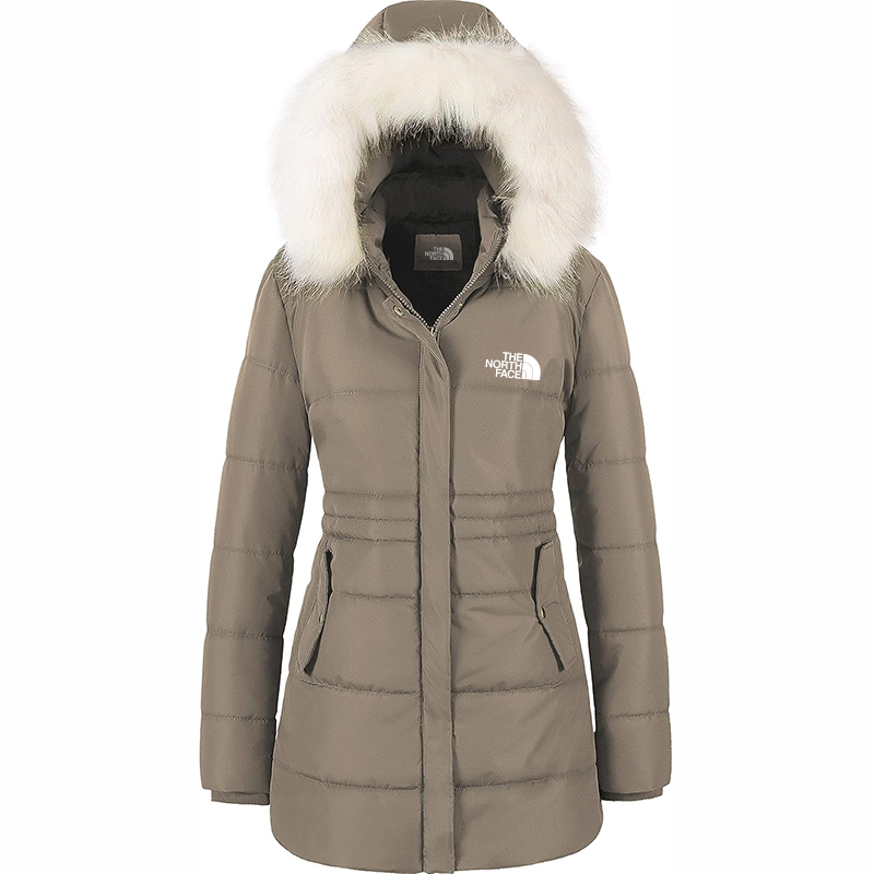 The Nokhjgrth Face-Women's Winter Warm Coats Puffer Jacket Long Drawstring Waterproof Snow Parka With Removable Faux Fur Trim Hood