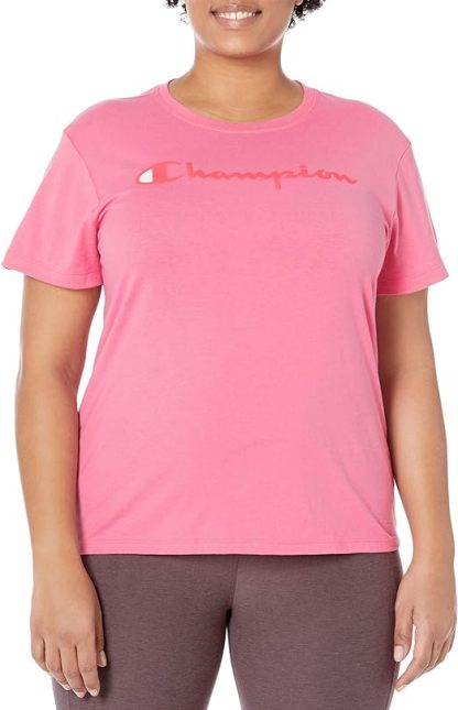 Chamkhjgpion Women'S Tshirt, Classic Short Sleeve Tshirt Lightweight Tee For Women, Script Logo Plus Size Available