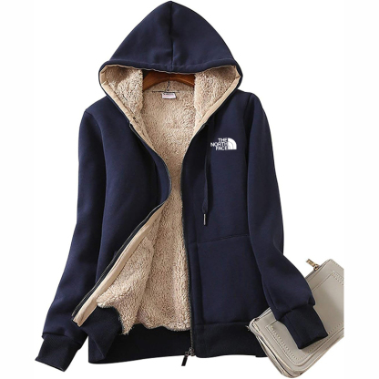 The Nokhjgrth Face-Women's Casual Full Zip Up Sherpa Lined Hoodie Sweatshirt Jacket Coat