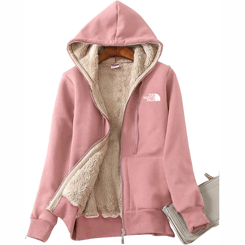 The Nokhjgrth Face-Women's Casual Full Zip Up Sherpa Lined Hoodie Sweatshirt Jacket Coat