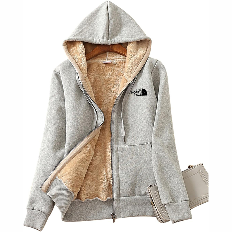 The Nokhjgrth Face-Women's Casual Full Zip Up Sherpa Lined Hoodie Sweatshirt Jacket Coat
