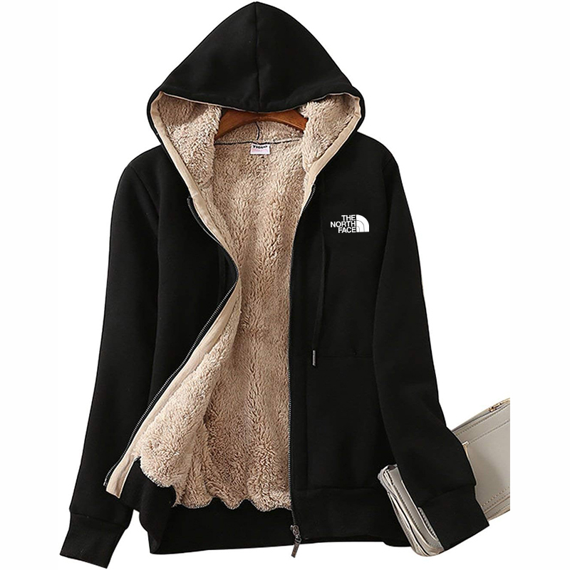 The Nokhjgrth Face-Women's Casual Full Zip Up Sherpa Lined Hoodie Sweatshirt Jacket Coat
