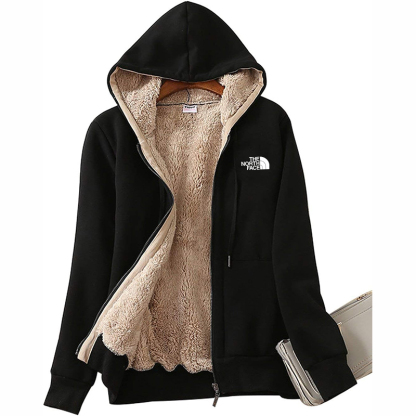 The Nokhjgrth Face-Women's Casual Full Zip Up Sherpa Lined Hoodie Sweatshirt Jacket Coat