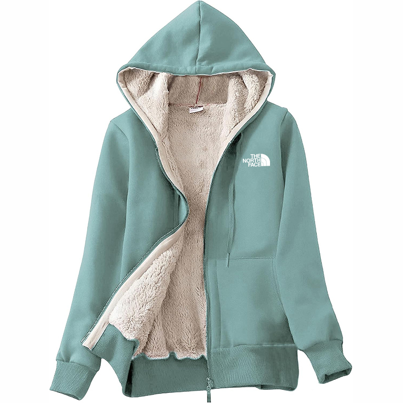 The Nokhjgrth Face-Women's Casual Full Zip Up Sherpa Lined Hoodie Sweatshirt Jacket Coat