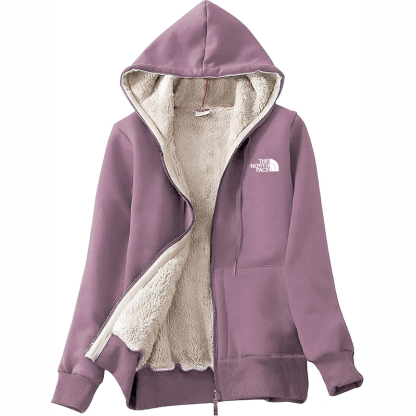 The Nokhjgrth Face-Women's Casual Full Zip Up Sherpa Lined Hoodie Sweatshirt Jacket Coat