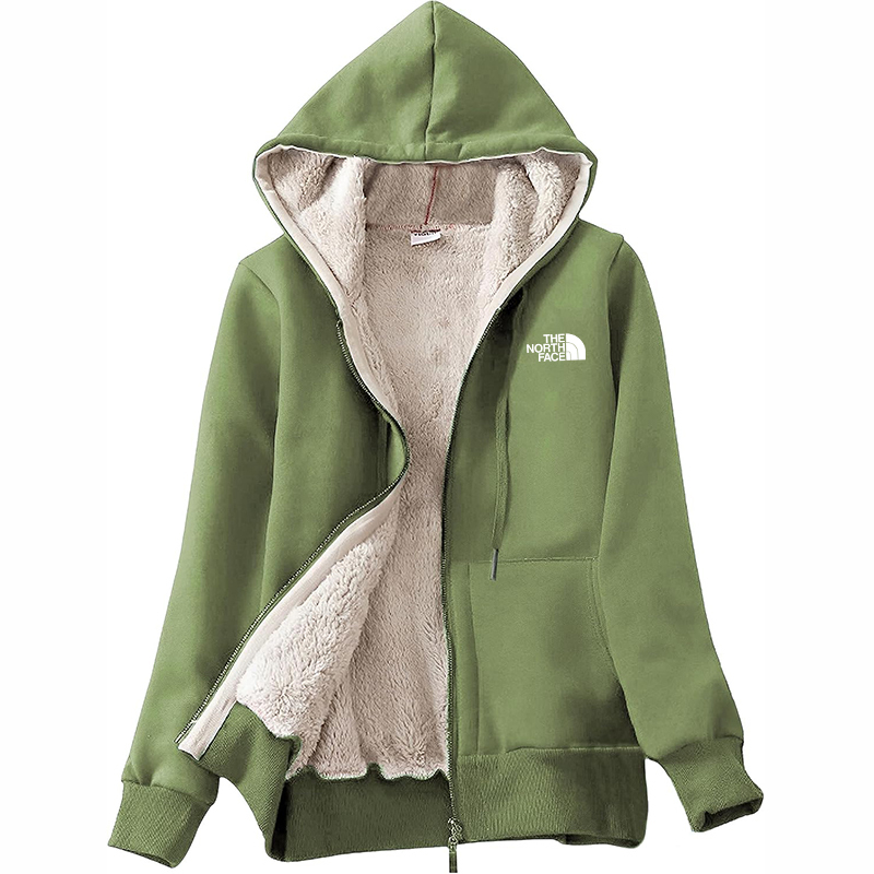 The Nokhjgrth Face-Women's Casual Full Zip Up Sherpa Lined Hoodie Sweatshirt Jacket Coat