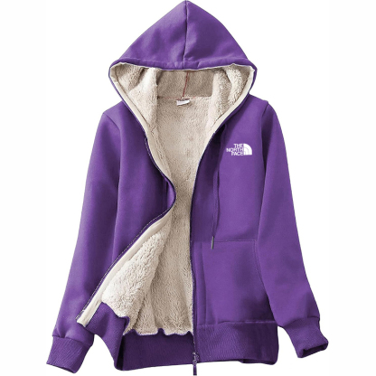 The Nokhjgrth Face-Women's Casual Full Zip Up Sherpa Lined Hoodie Sweatshirt Jacket Coat