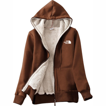 The Nokhjgrth Face-Women's Casual Full Zip Up Sherpa Lined Hoodie Sweatshirt Jacket Coat