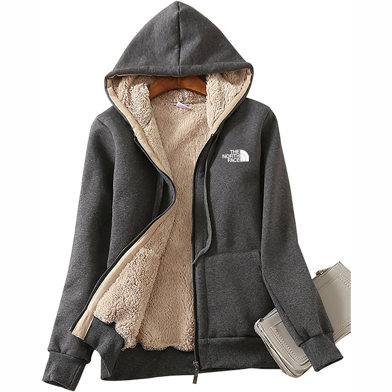 The Nokhjgrth Face-Women's Casual Full Zip Up Sherpa Lined Hoodie Sweatshirt Jacket Coat