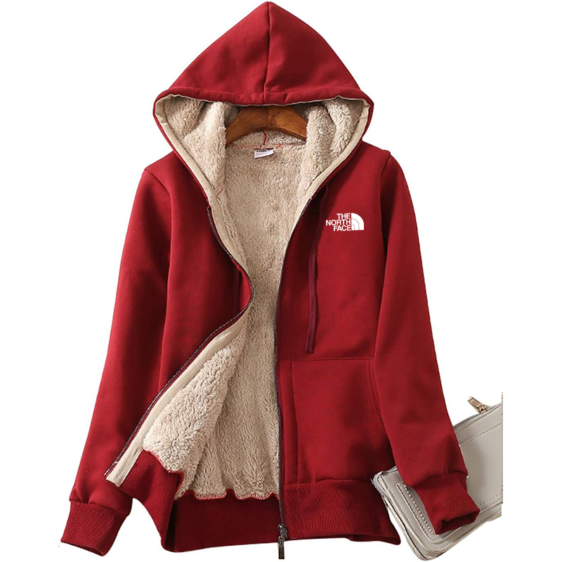 The Nokhjgrth Face-Women's Casual Full Zip Up Sherpa Lined Hoodie Sweatshirt Jacket Coat