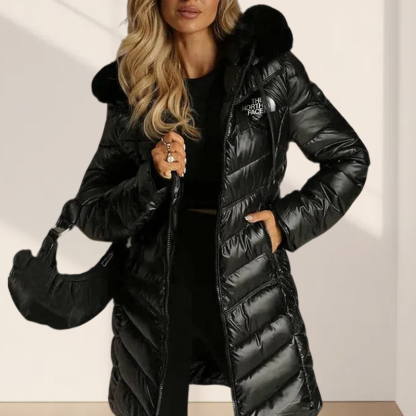 Piumino Lungo Donna con Cappuccio, Impermeabile e Smontabile