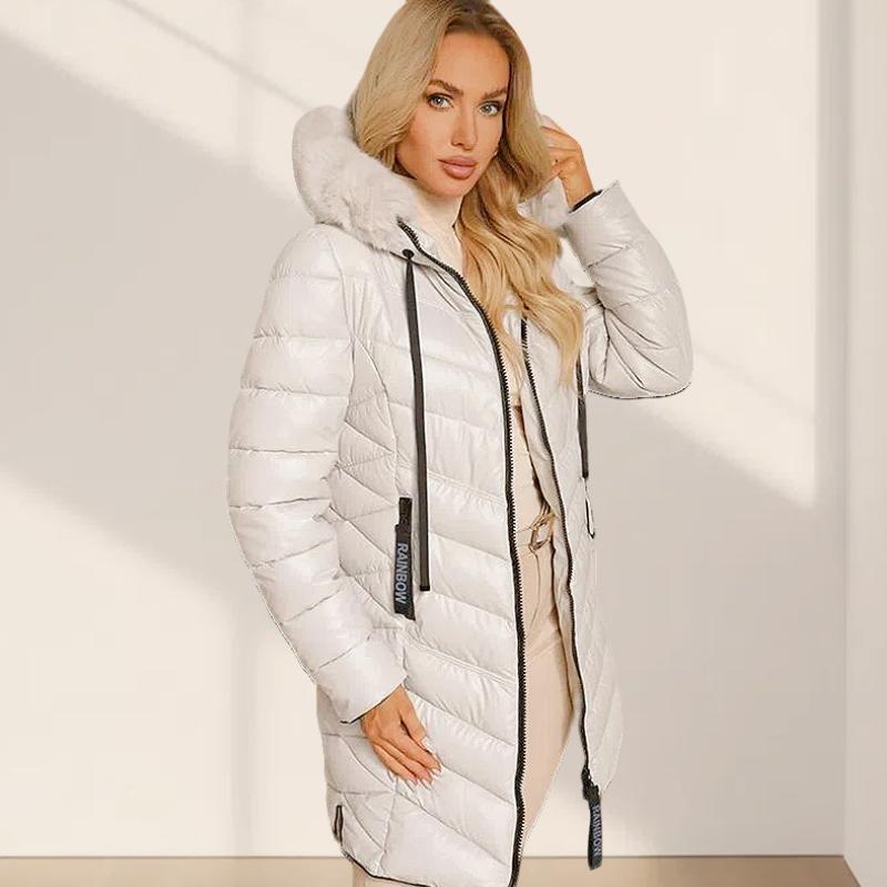 Piumino Lungo Donna con Cappuccio, Impermeabile e Smontabile