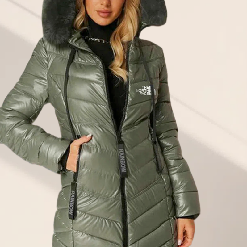 Piumino Lungo Donna con Cappuccio, Impermeabile e Smontabile