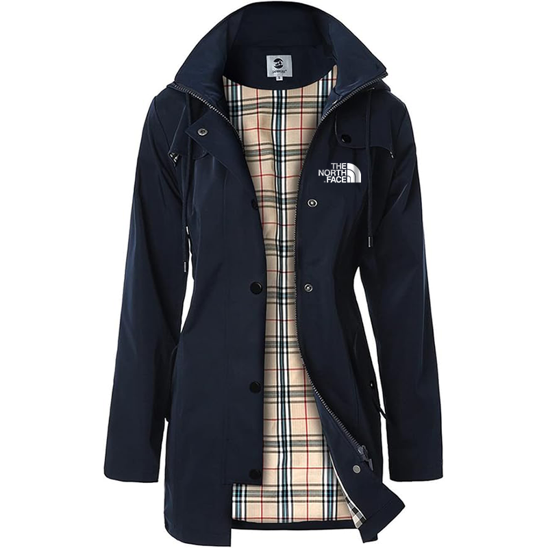 2025 TNF®-Giacca lunga con cappuccio da donna, giacca antivento antipioggia multifunzionale da esterno