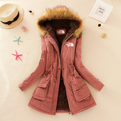 TNF®-Giacca da donna in lana d'agnello con cappuccio a maniche lunghe standard ispessita di grandi dimensioni e inverno