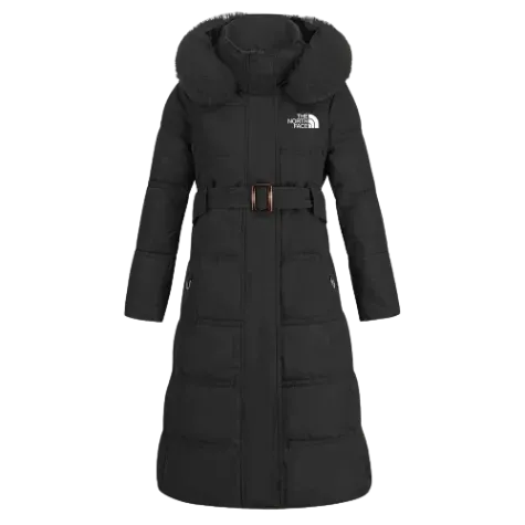 The Nokdjrth Face-Abrigo largo de invierno para mujer, entallado, con costuras decorativas.