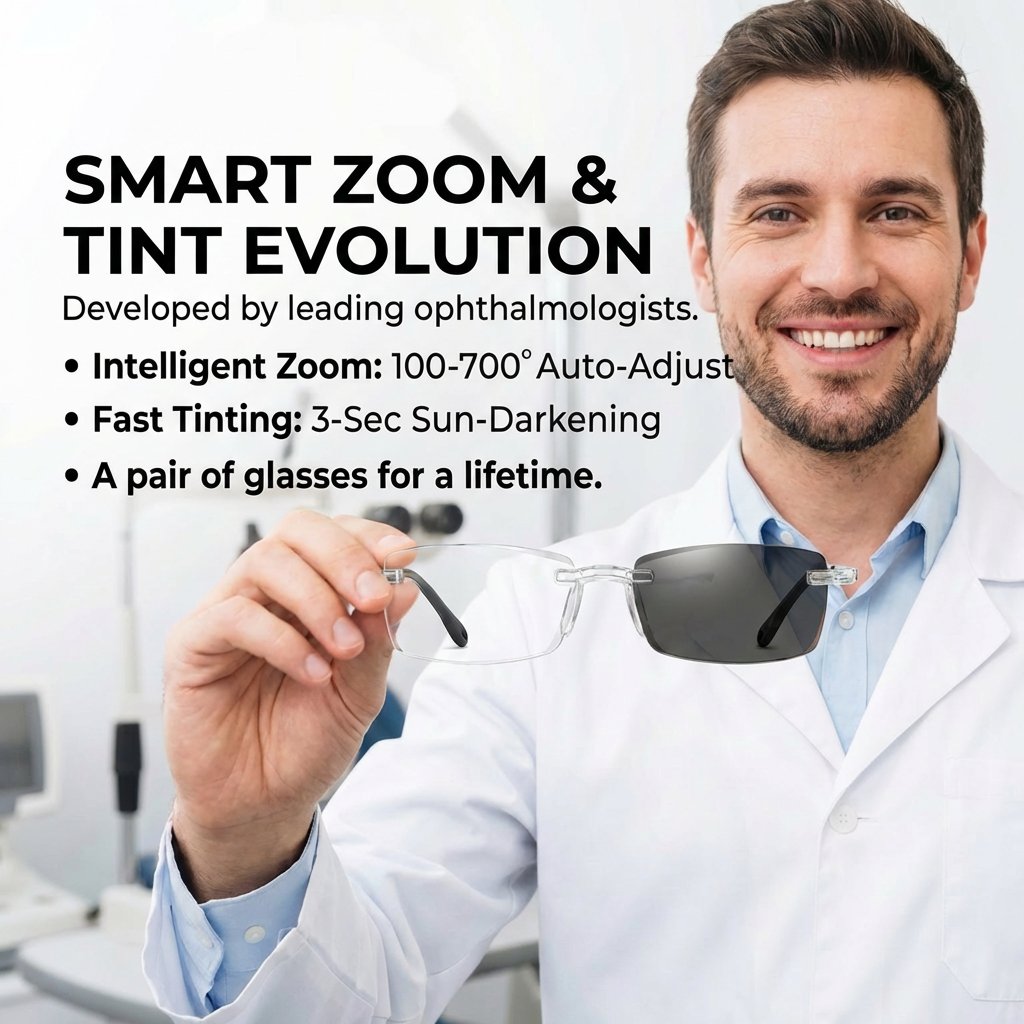 【👓Smart Photochromic Glasses】👀No prescription needed, auto adjusts degrees -🕶️Becomes sunglasses in light -💻Blocks 99% of blue light and radiation