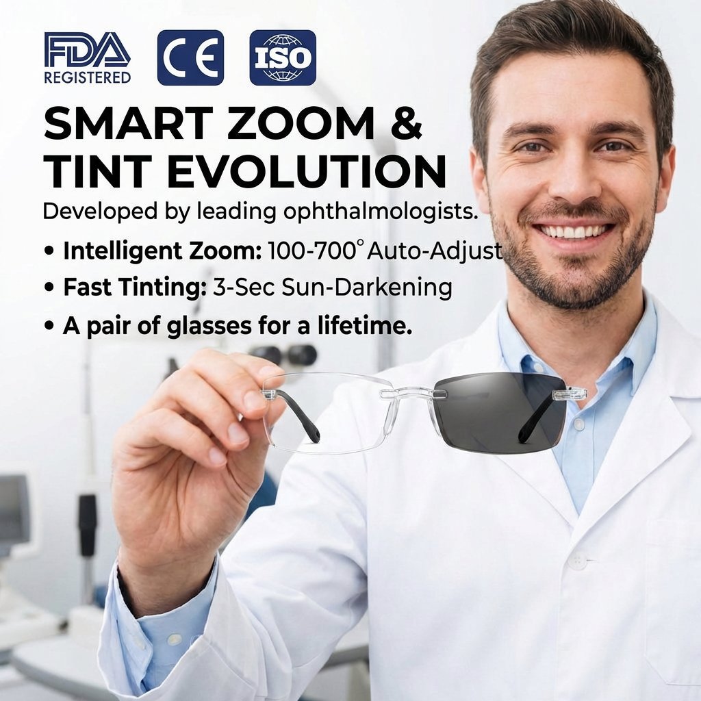 【👓Smart Photochromic Glasses】👀No prescription needed, auto adjusts degrees -🕶️Becomes sunglasses in light -💻Blocks 99% of blue light and radiation
