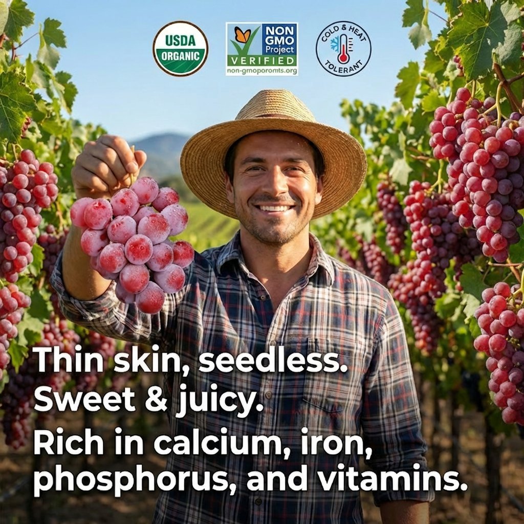 【🍇Queen Nina Grape Seeds】🌟Sow and harvest in the same year -❄️Strong disease resistance, cold and heat tolerant -😍Thin-skinned, seedless, with thick flesh -🌱99% germination rate