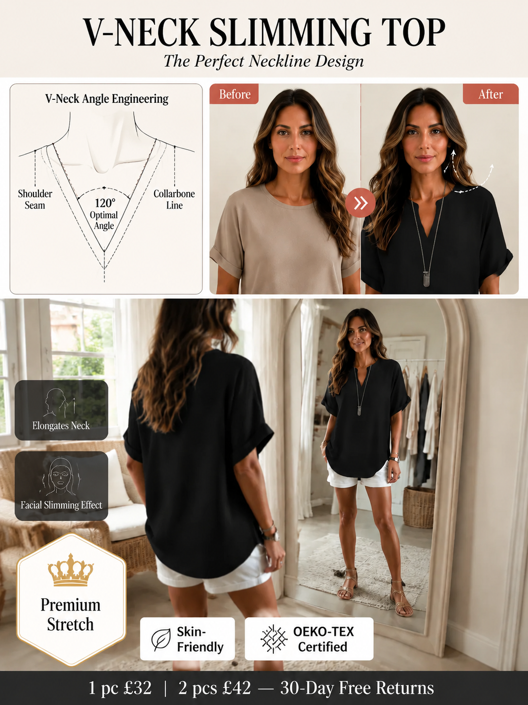 [LOOK 5KG SLIMMER IN 3 SEC] Exclusive Milano V-Neck Silk Blouse