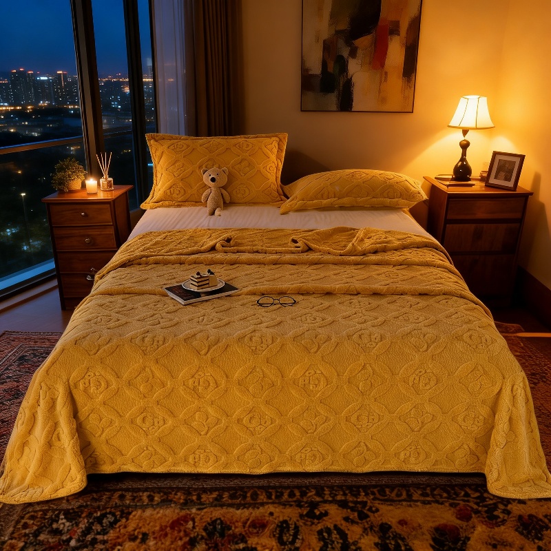 Luxurious Jacquard design on Coral Flannel Blanket