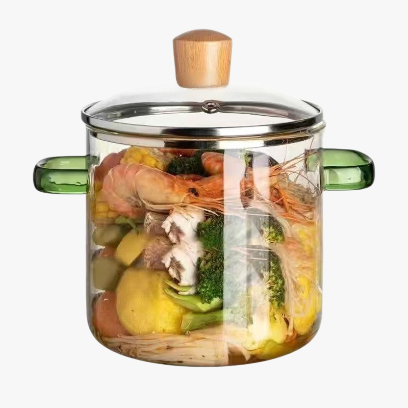Glass Double-handled Instant Noodle Pot with Lid Small Soup Pot
