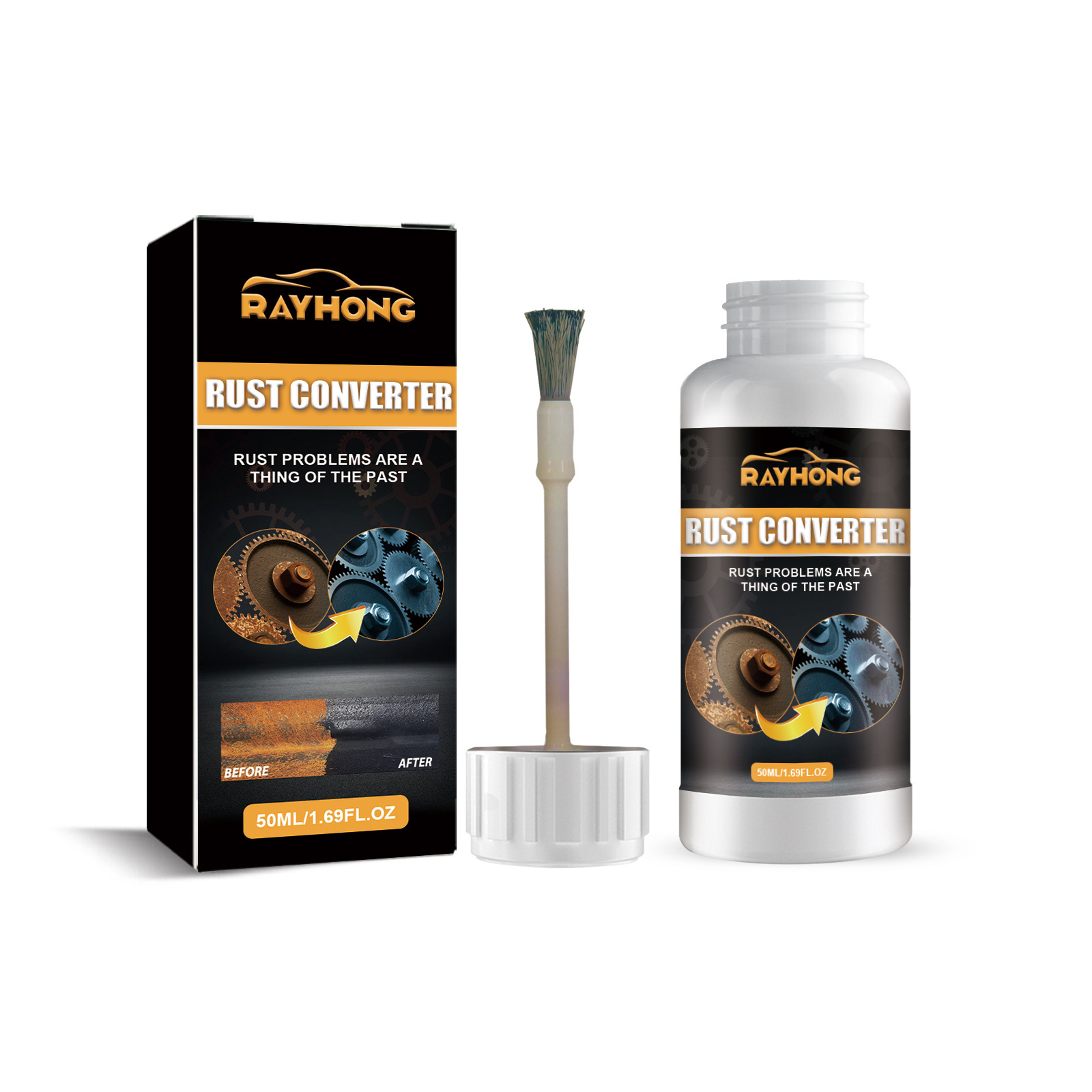 Rust-removing and refurbishing automotive primer converter