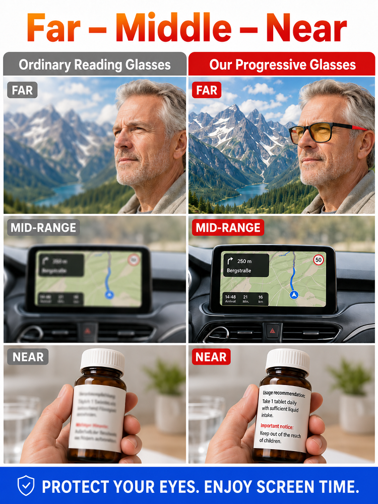 【Can be used day and night】Ultra-light sports-style night reading glasses