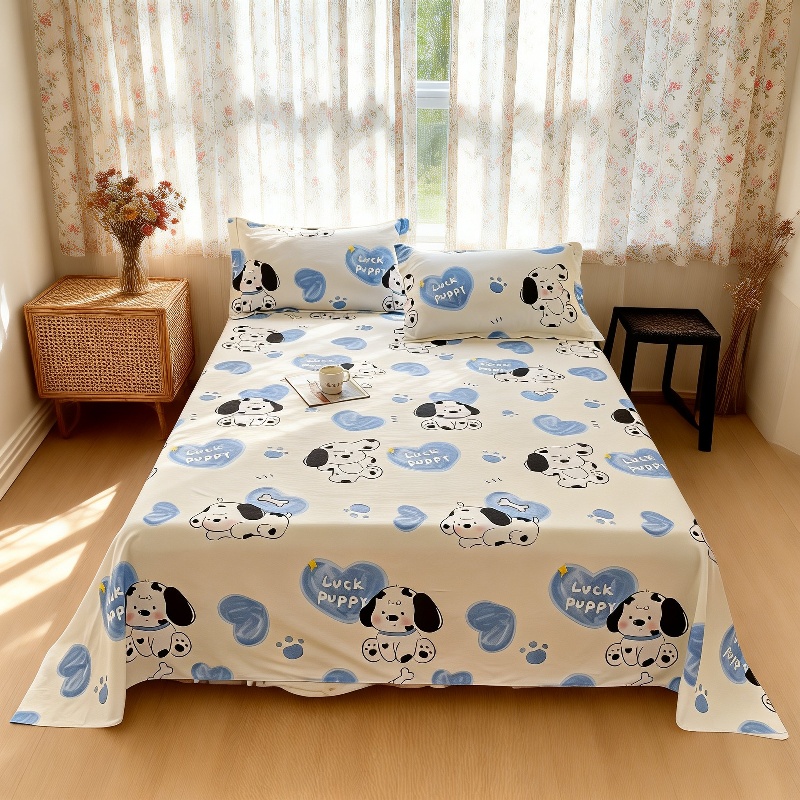 Close-up of breathable cotton bed sheet fabric