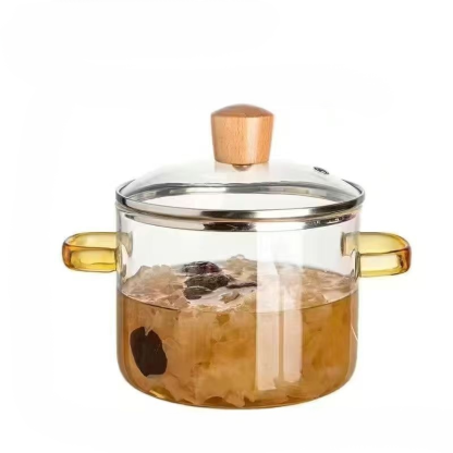 Glass Double-handled Instant Noodle Pot with Lid Small Soup Pot