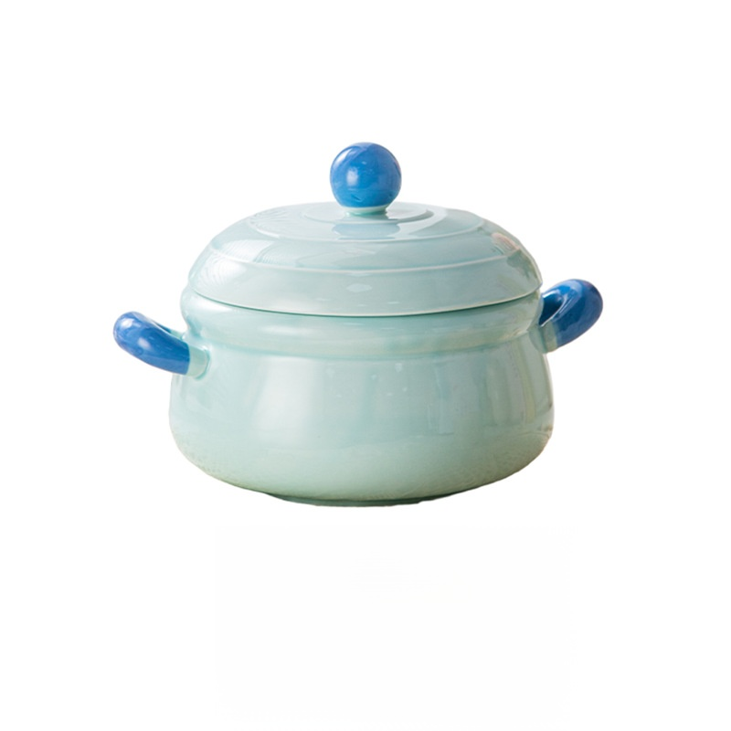 High-End Niche Girls Ceramic Bowl with Lid, Instant Noodle Ramen Bowl