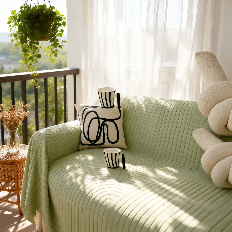 Close-up of durable sofa cover fabric texture