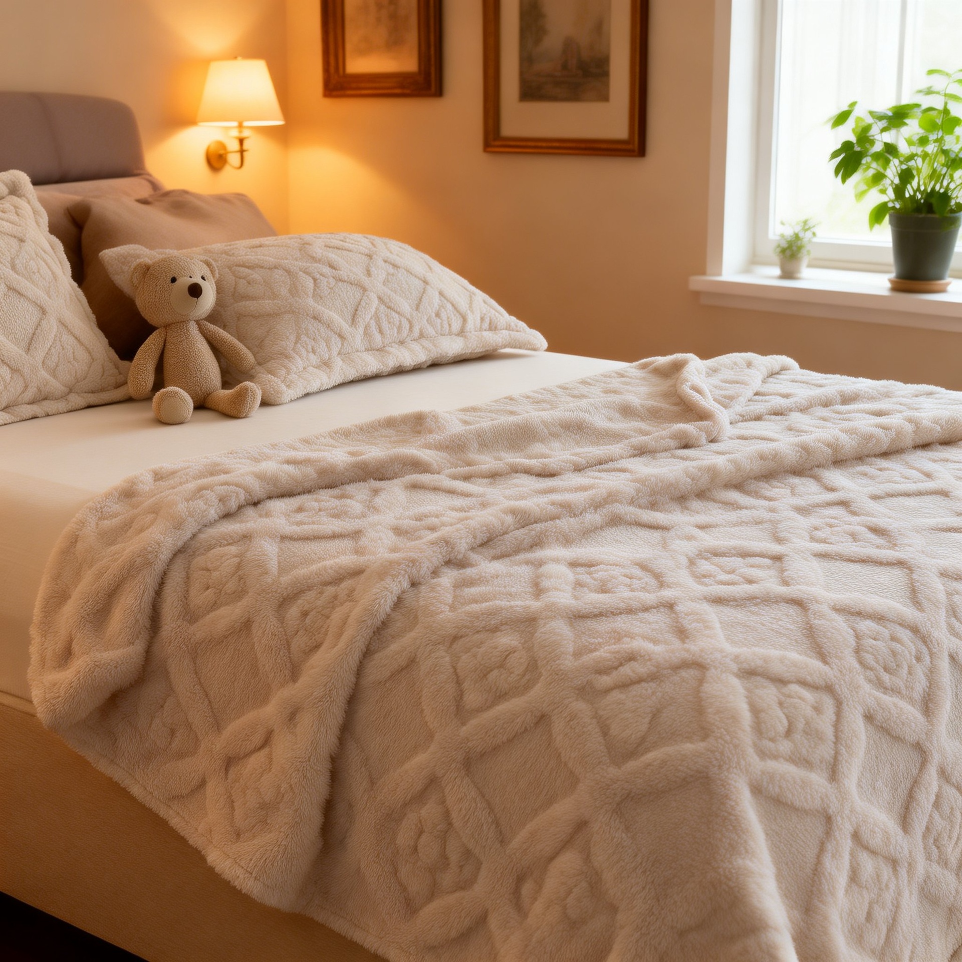 Soft and plush Velvet Blanket on bed